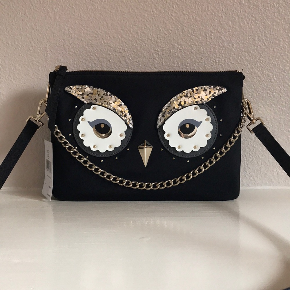 KATE SPADE owl madelyne black mini crossbody bag - Picture 1 of 6